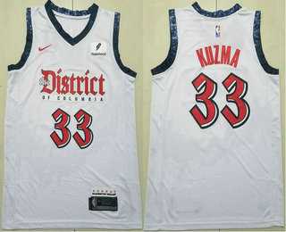 Mens Washington Wizards #33 Kyle Kuzma White 2024 City Edition Swingman Sponsor Stitched Jersey